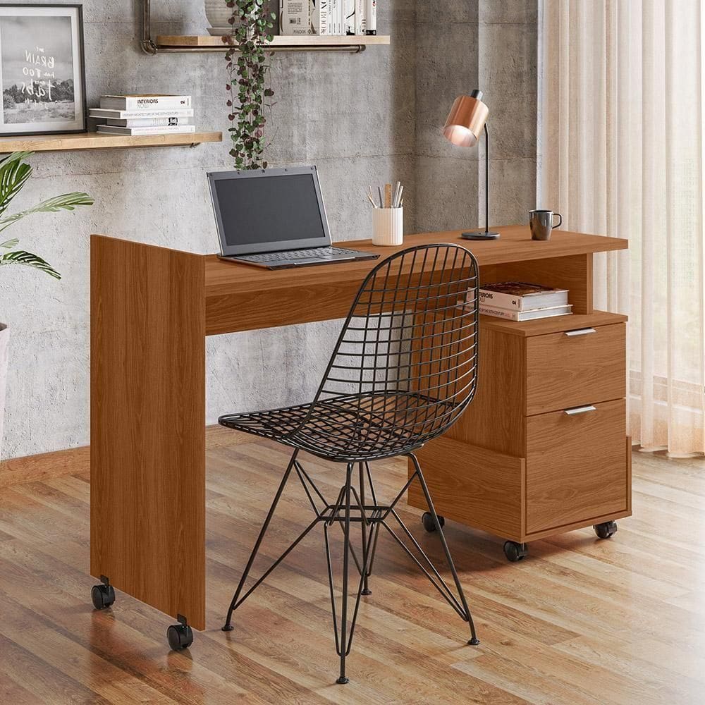 Mesa Escrivaninha 2 Gavetas Módulo 1 Office Alessa Lukaliam Móveis Jequitiba Jequitiba