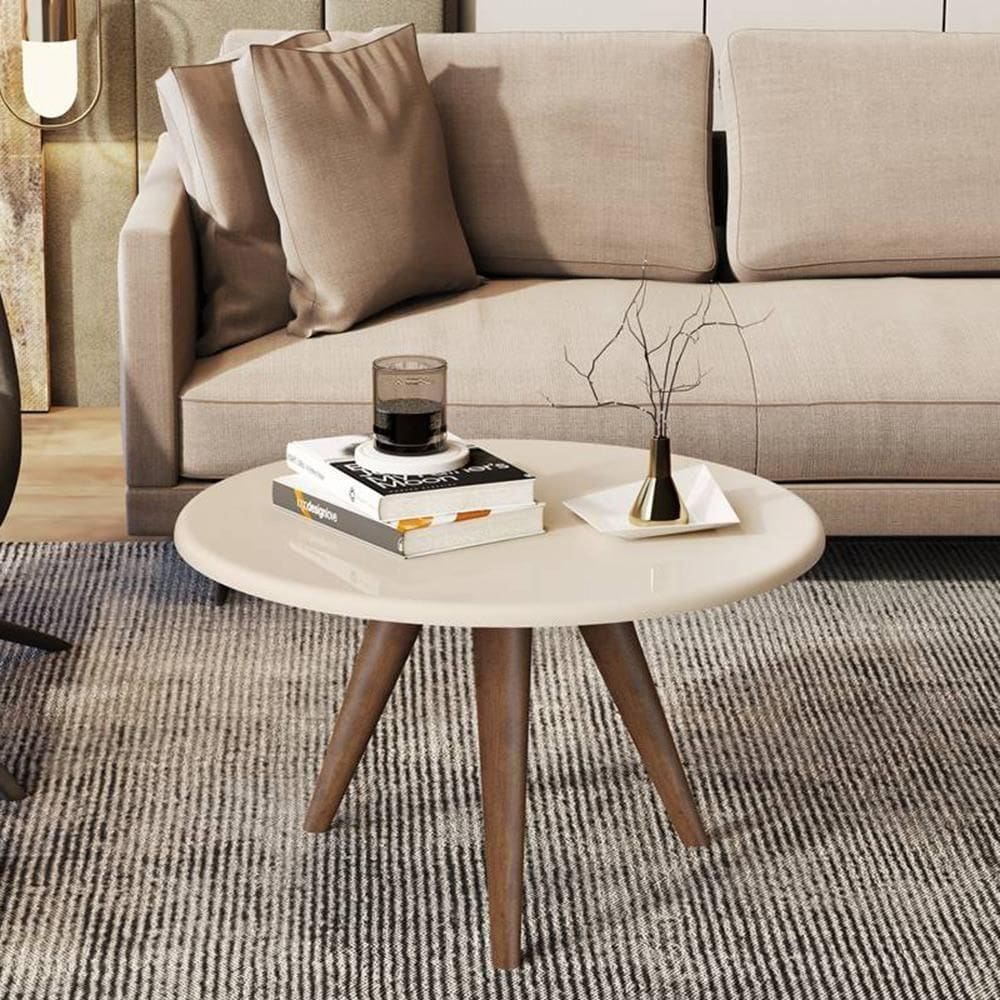 Mesa De Centro Tampo Redondo 52x33cm Grazy Off White