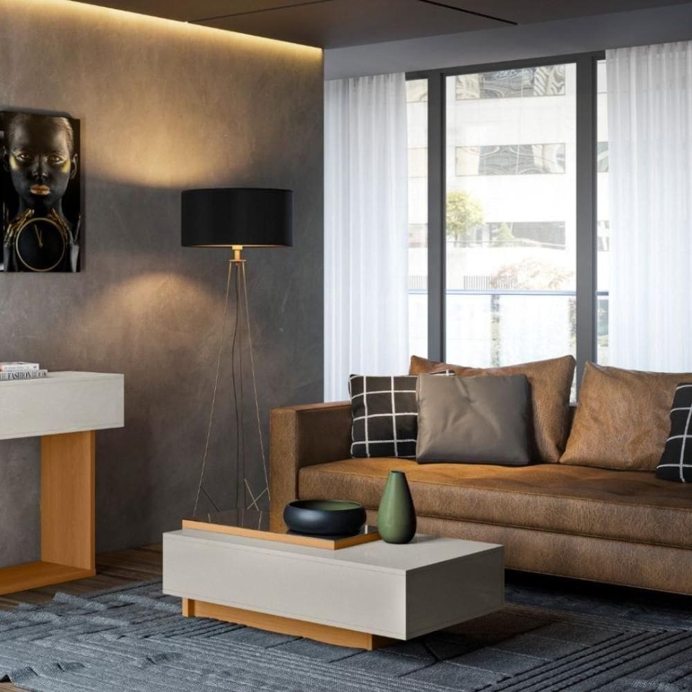 Mesa De Centro Milão Off White Perolizado Jequitiba - Lukaliam Móveis