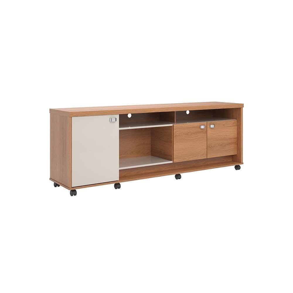 Rack Para Até 70 Polegadas 3 Portas Dallas 1,83m Lukaliam Móveis Jequitiba-off White Perolizado Jequitiba-off White Perolizado