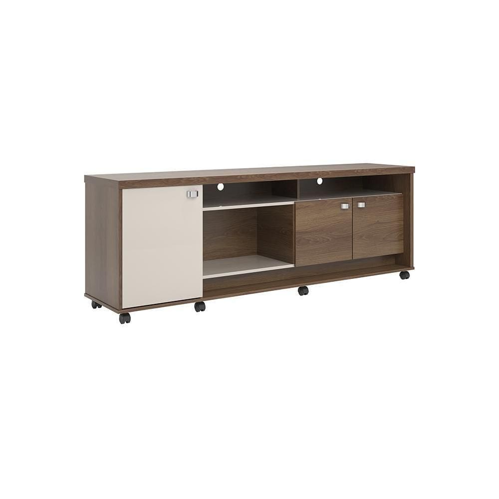 Rack Para Até 70 Polegadas 3 Portas Dallas 1,83m Lukaliam Móveis Imbuia-off White Perolizado Imbuia-off White Perolizado