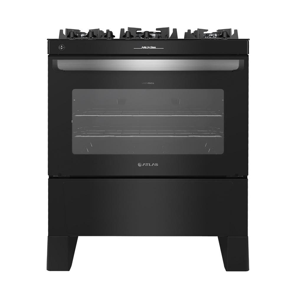 Fogão 5 Bocas Atlas Automático Agile Up Glass Preto