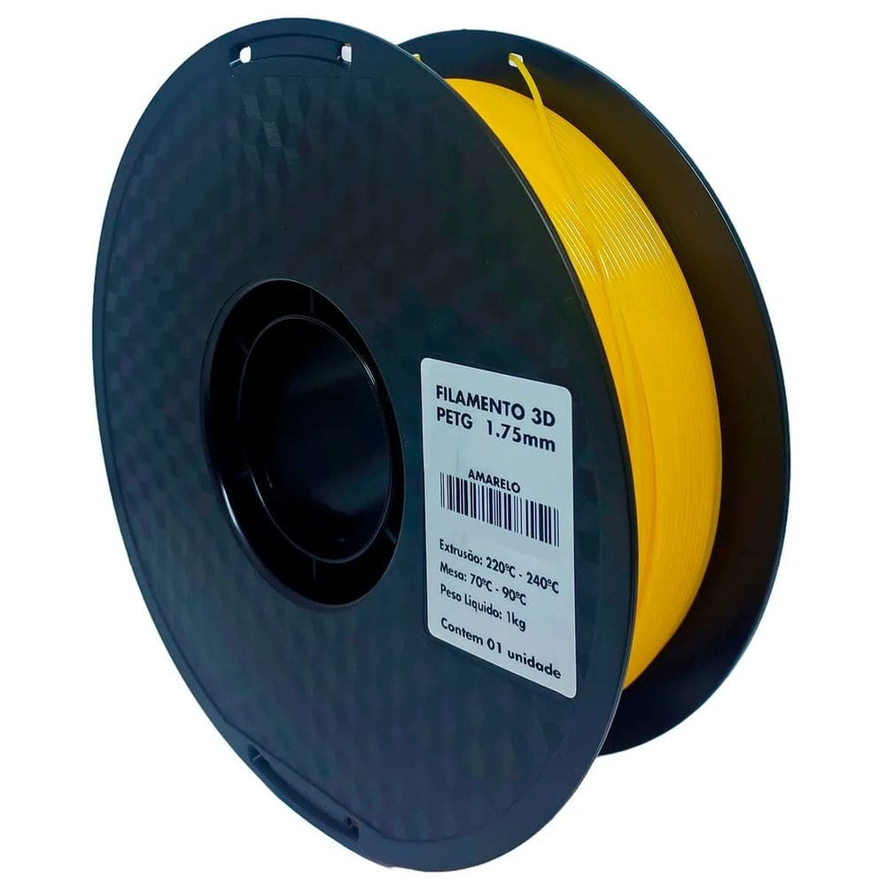 Filamento 3D - PETG Amarelo - Rolo 1KG (1.75mm)