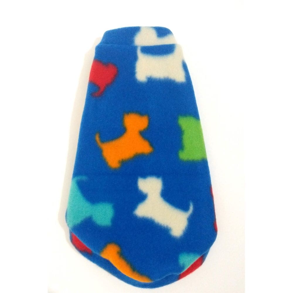 Roupa capa soft para cães azul com cachorrinhos coloridos GG