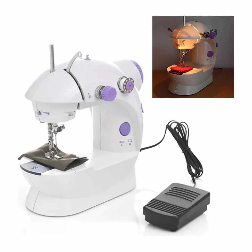 Mini Maquina Costura Reta Ponto Ajustavel Led Reparo Tecido