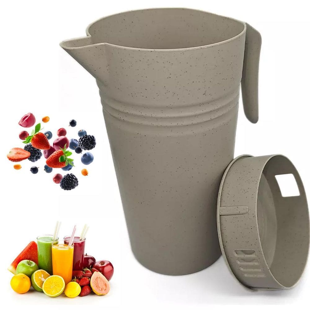 Jarra De Bambu E Pp Lines Suco Sustentável Agua 1,7L C/Tampa