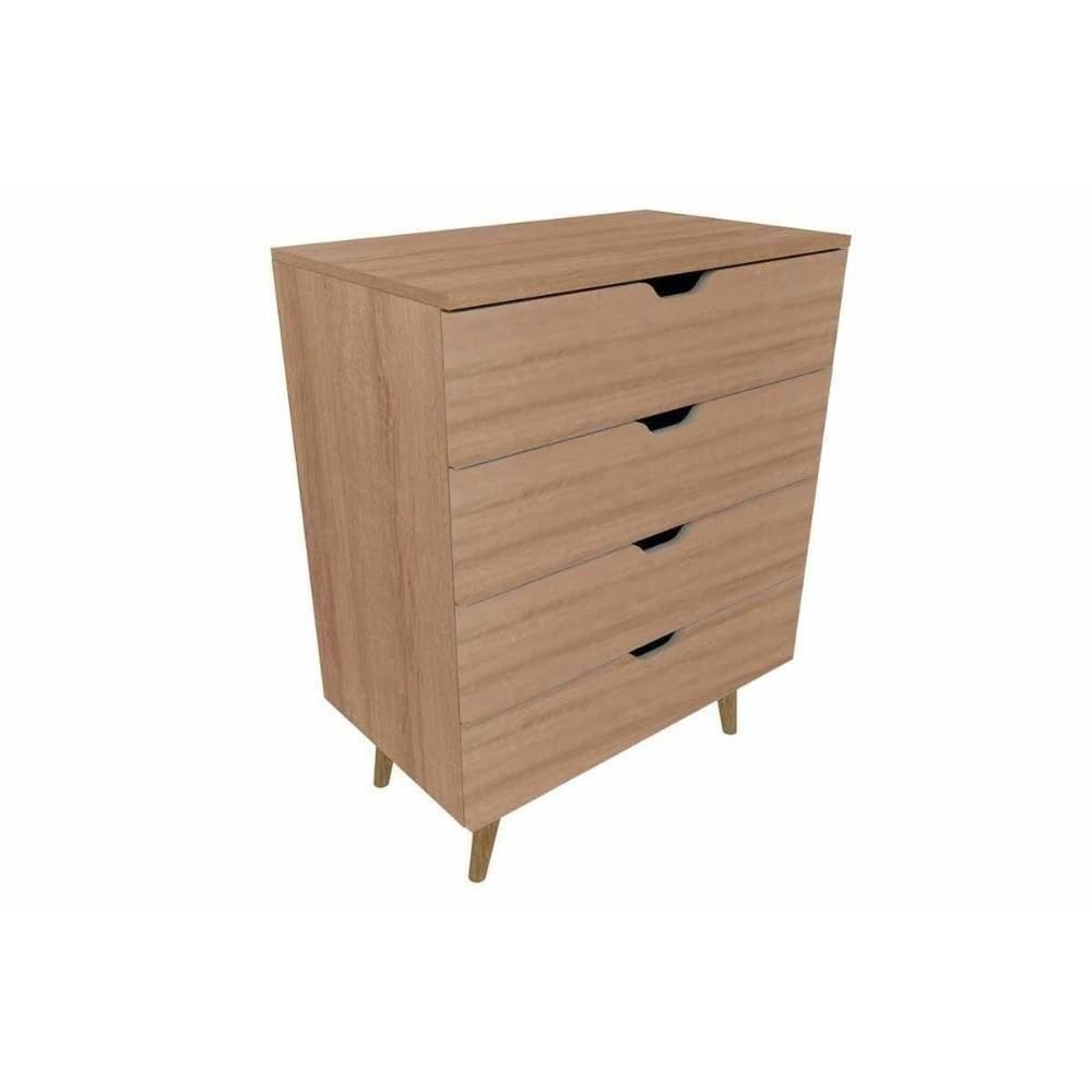 Cômoda De Quarto Cm-8026 C- 4 Gavetas Amêndoa - Tecno Mobili