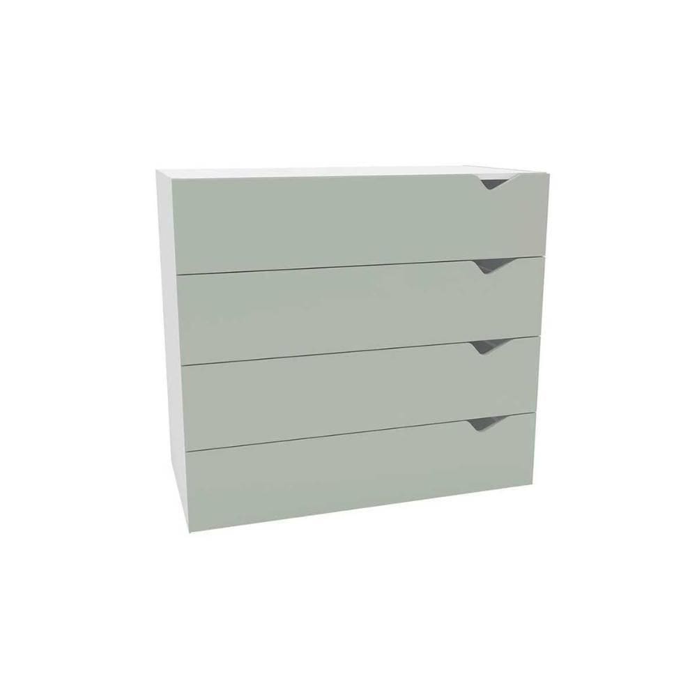 Cômoda De Quarto Porto C- 4 Gavetas Branco-verde - Politorno