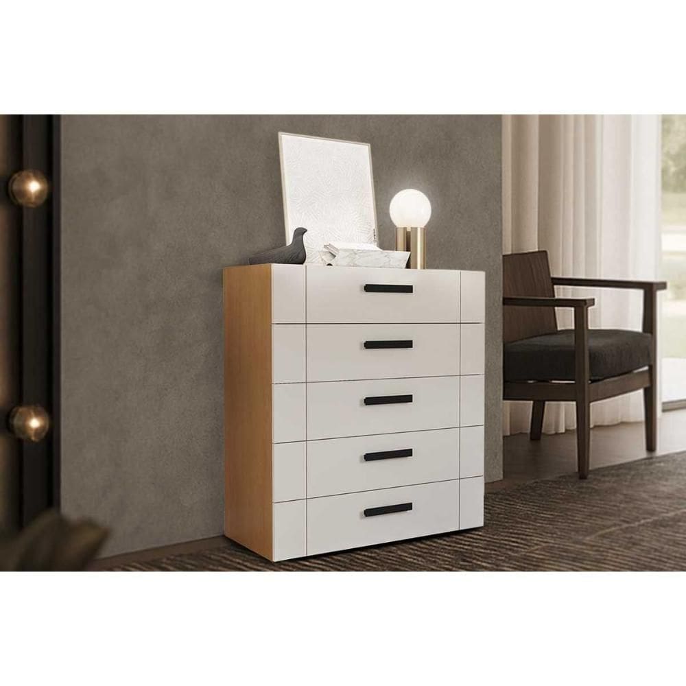 Cômoda De Quarto Lisboa C- 5 Gavetas Freijo-creme - Politorno