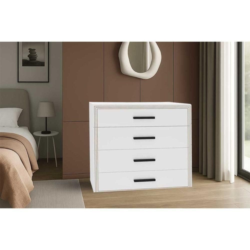 Cômoda De Quarto Valência C- 4 Gavetas Branco - Politorno