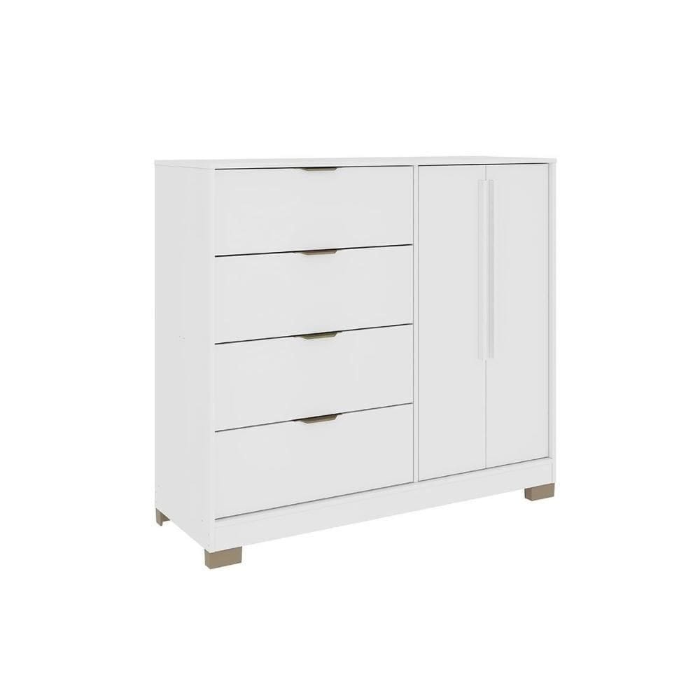Cômoda De Quarto 1177 C- 1 Porta E 4 Gavetas Branco - Carraro