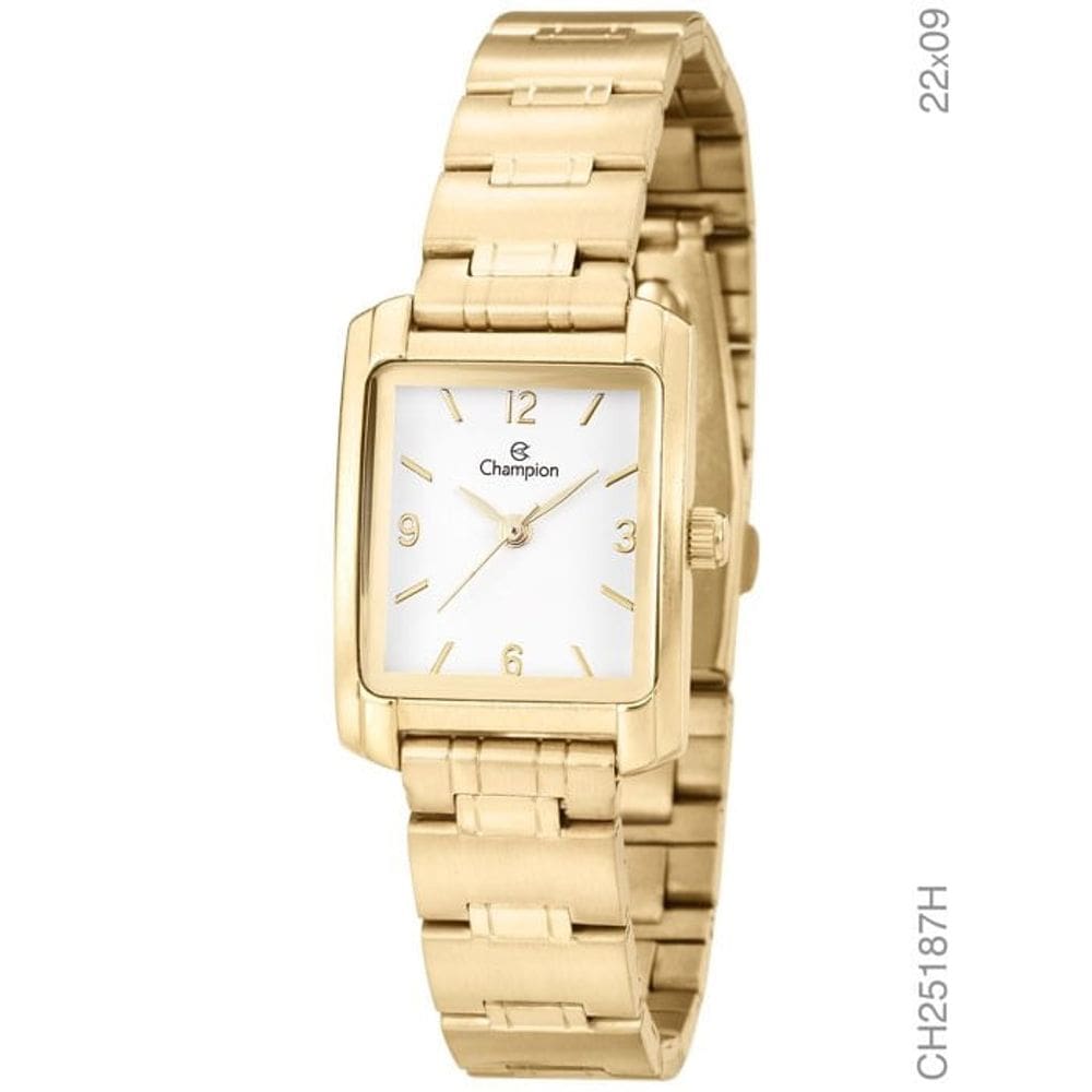 Relógio CHAMPION feminino quadrado dourado CH25187H