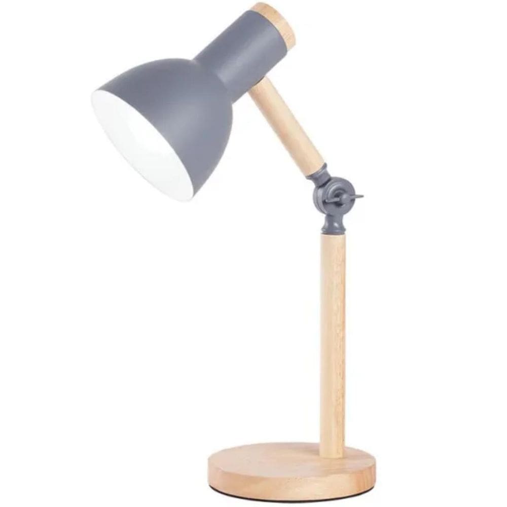 Luminária Mesa Abajur 45Cm Articulada Retrô Madeira Gimpo