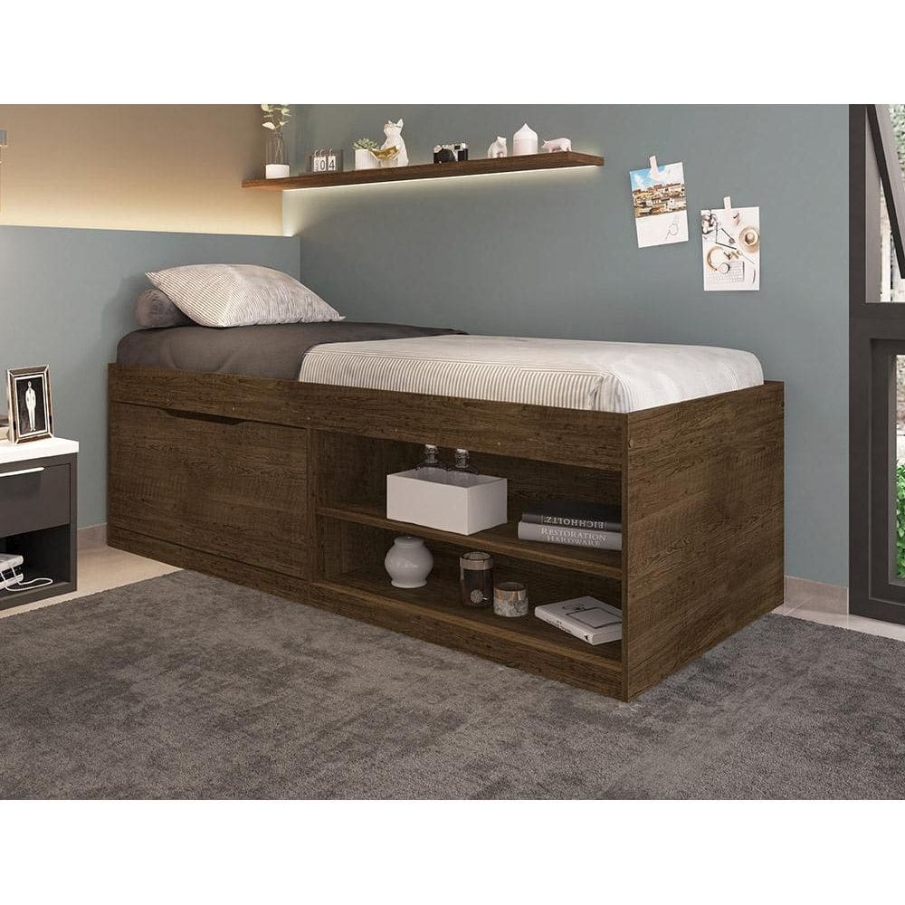 Cama com Sapateira Solteiro Vanessa Malbec Framar