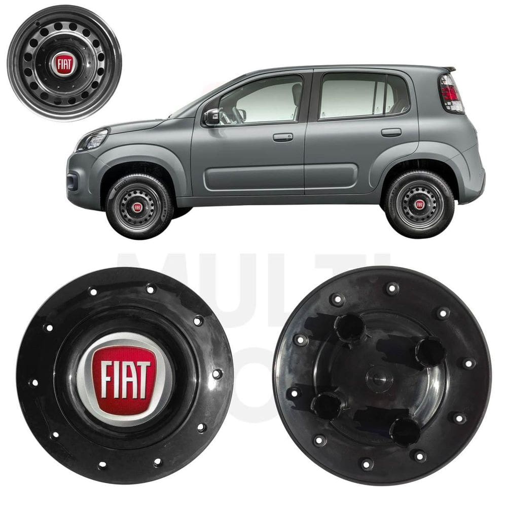 1X Calota Centro Roda Aro 14 Fiat Uno 2010 A 2022 Preto