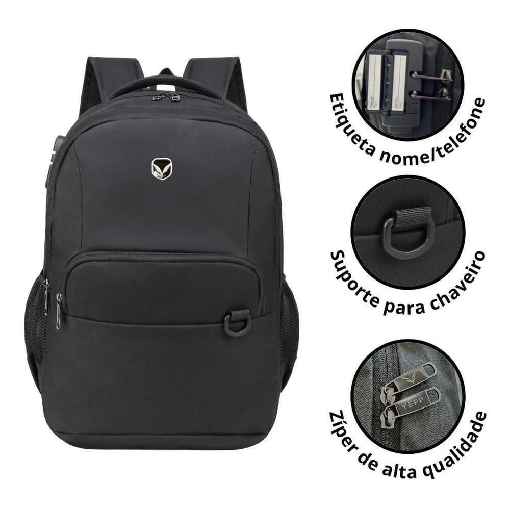 Mochila Bolsa Notebook Laptop Anti Furto Senha Cadeado Usb