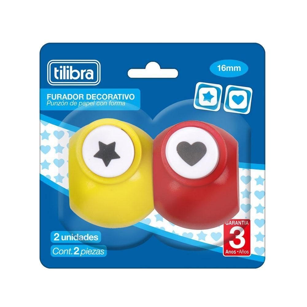 Furador Decorativo Coração E Estrela 16Mm Tilibra