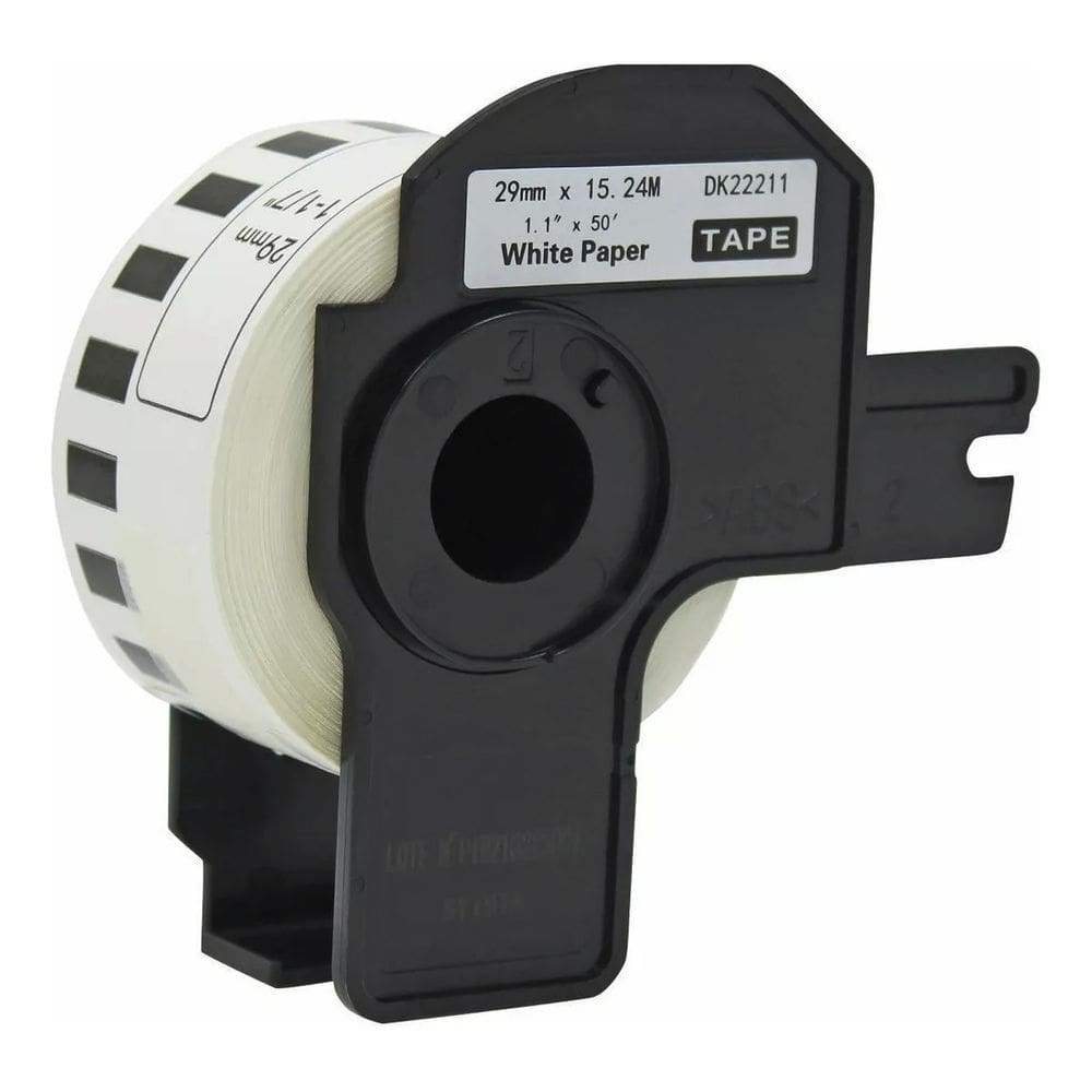 Rolo de Etiqueta Termica Compativel Brother DK22211 - 29mmX15,24mts Continua Preto/Branco