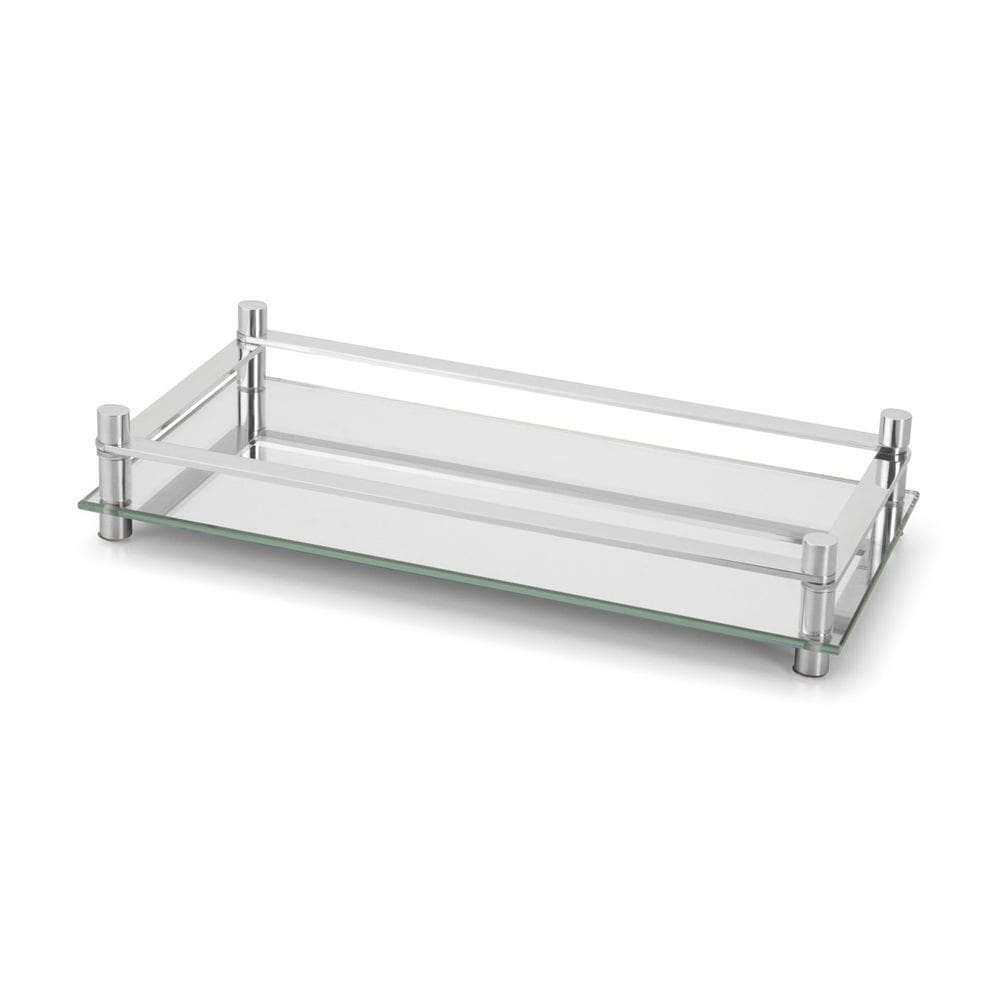 Bandeja de Bancada 30cm Decorativa Vidro Alumínio Casa Forma