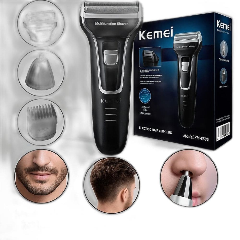 Barbeador Kemei 3 Em 1 Corte Limpo E Prático