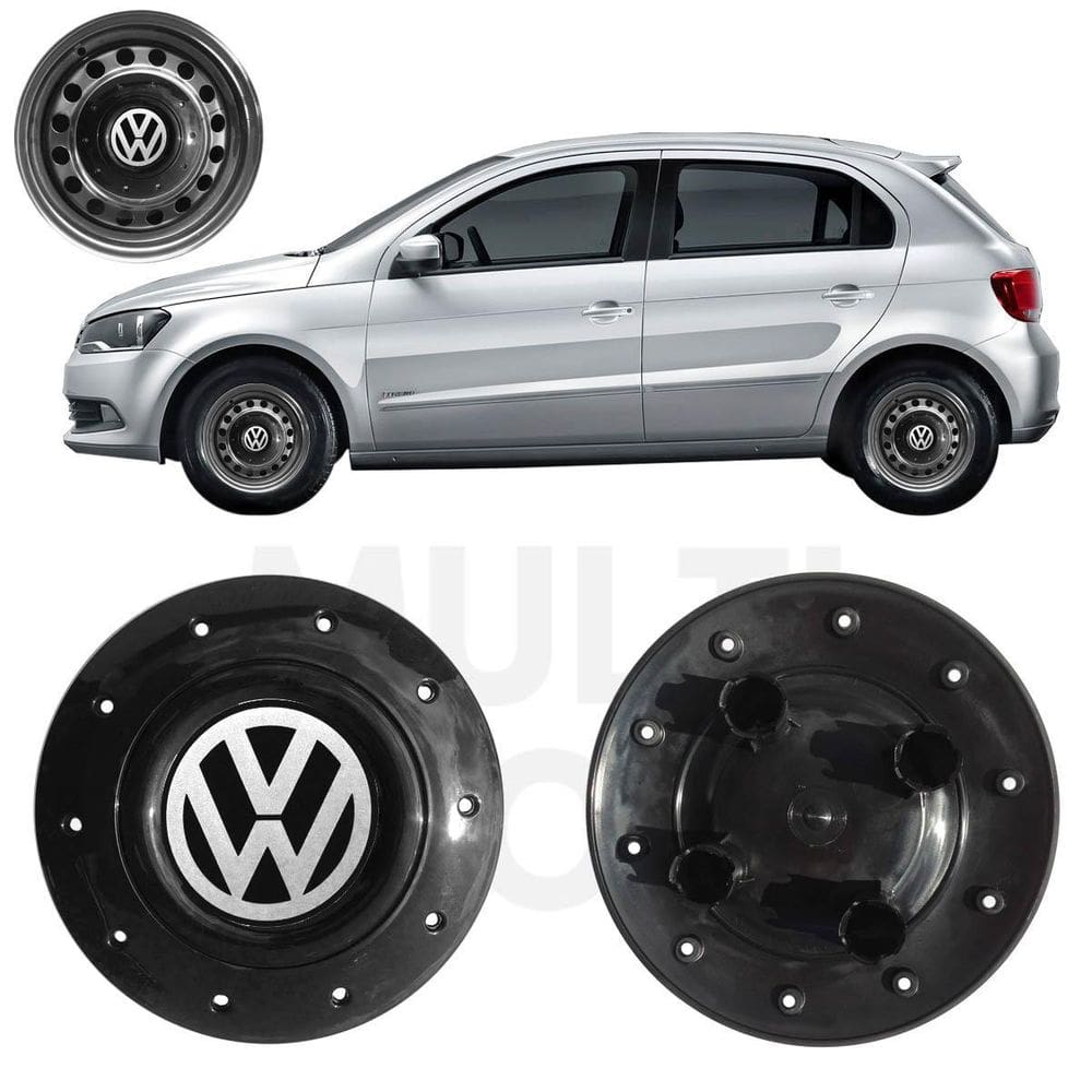 1X Calota Centro Roda Ferro Aro 14 Vw Gol G5 G6 G7 Preto