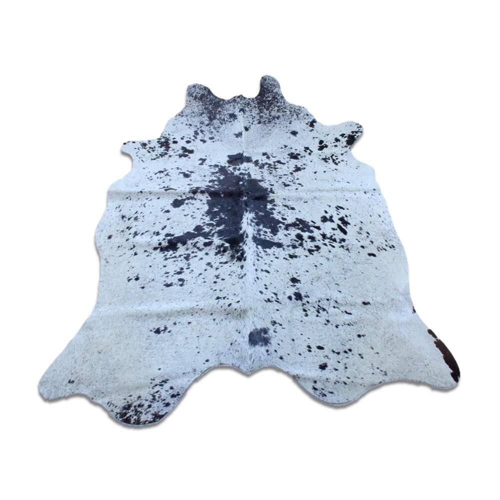 Tapete Couro Formato Boi Médio Salpicado Preto/Branco
