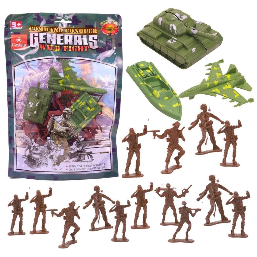 Kit Soldadinhos Exercito Militar Tanque Avião 60 Pçs Castela