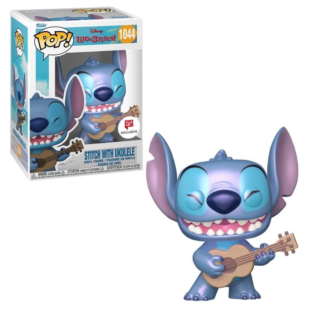 Boneco Funko Pop Disney Stitch Com Ukulele  Perolado