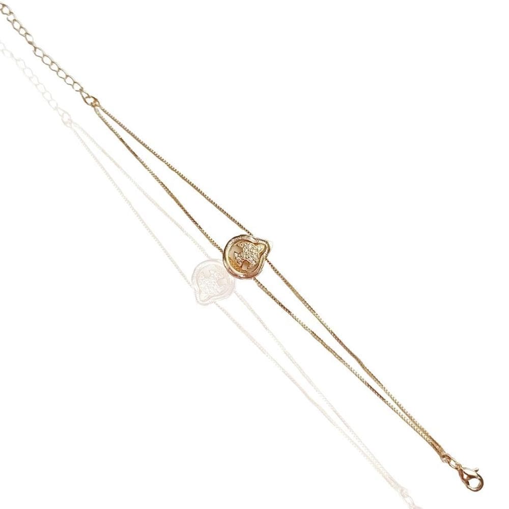 Pulseira Espirito Santo Cravejado Banhada A Ouro 18K