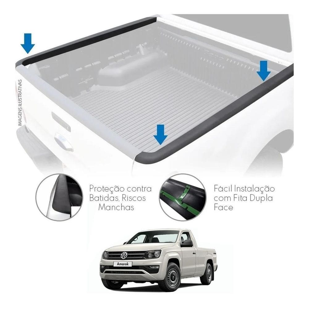 Protetor Borda Lateral Caçamba Vw Amarok Cabine Simples