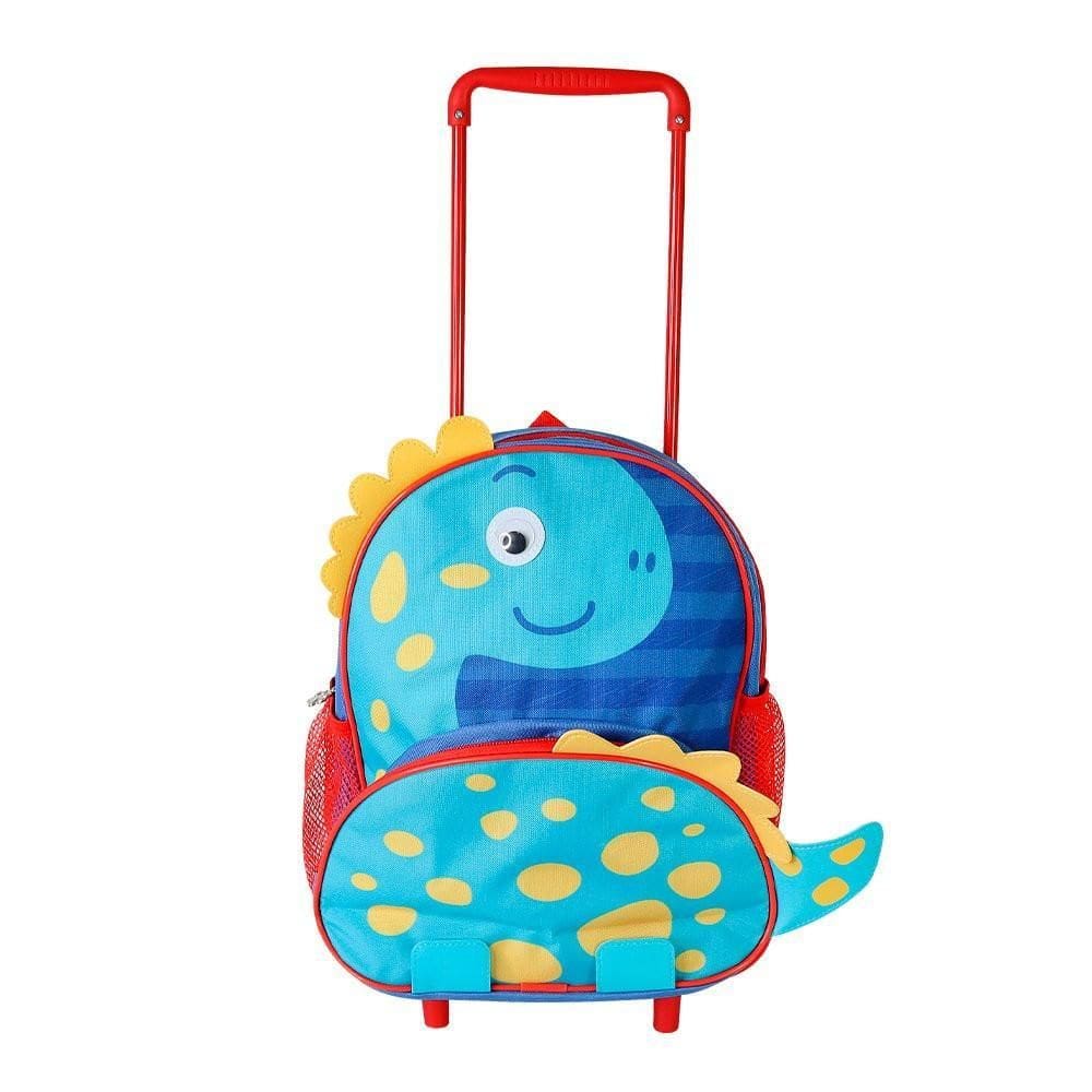 Mochila De Rodinhas Dinossauro - Azul
