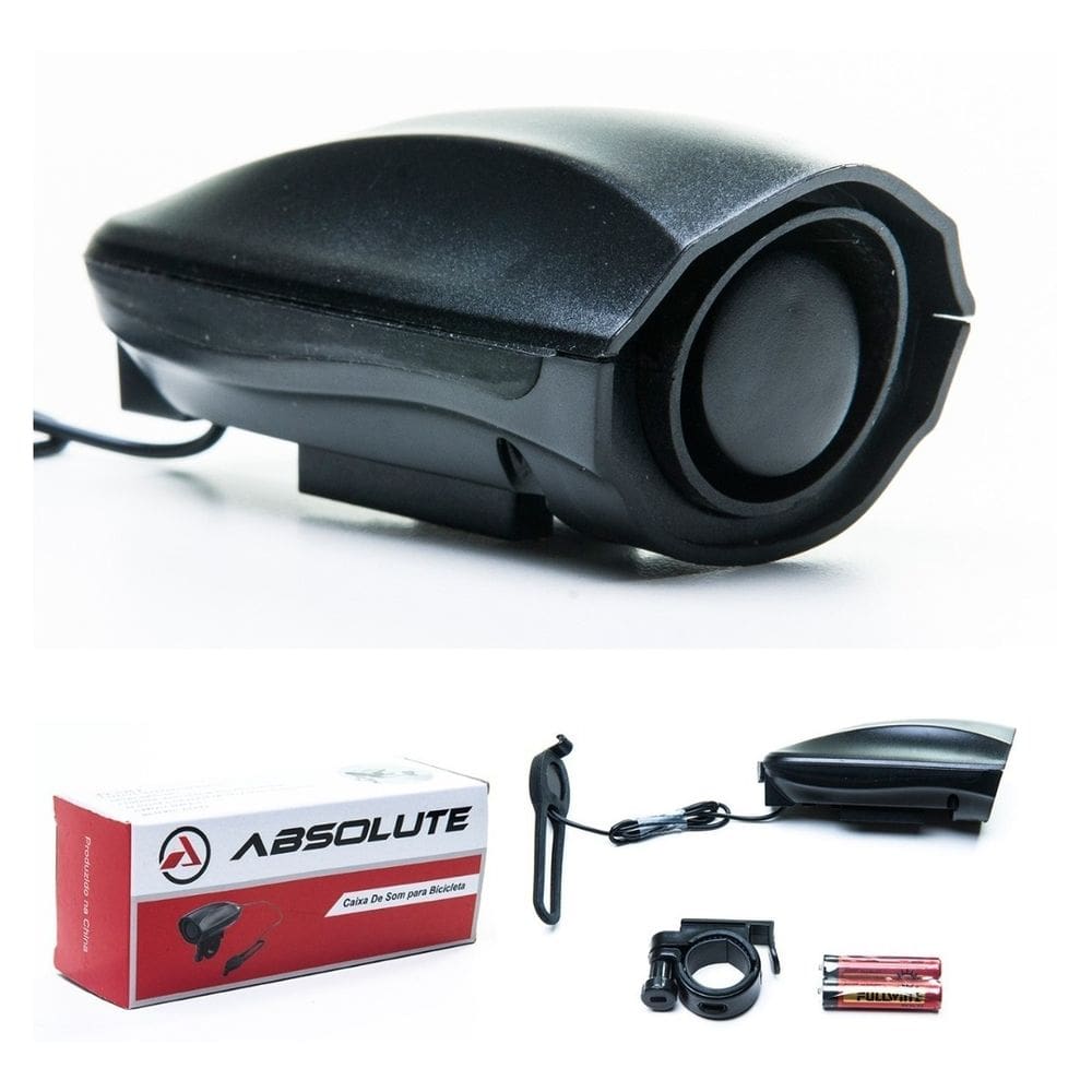 Buzina Eletrônica Bicicleta Absolute - Preta - 120dB