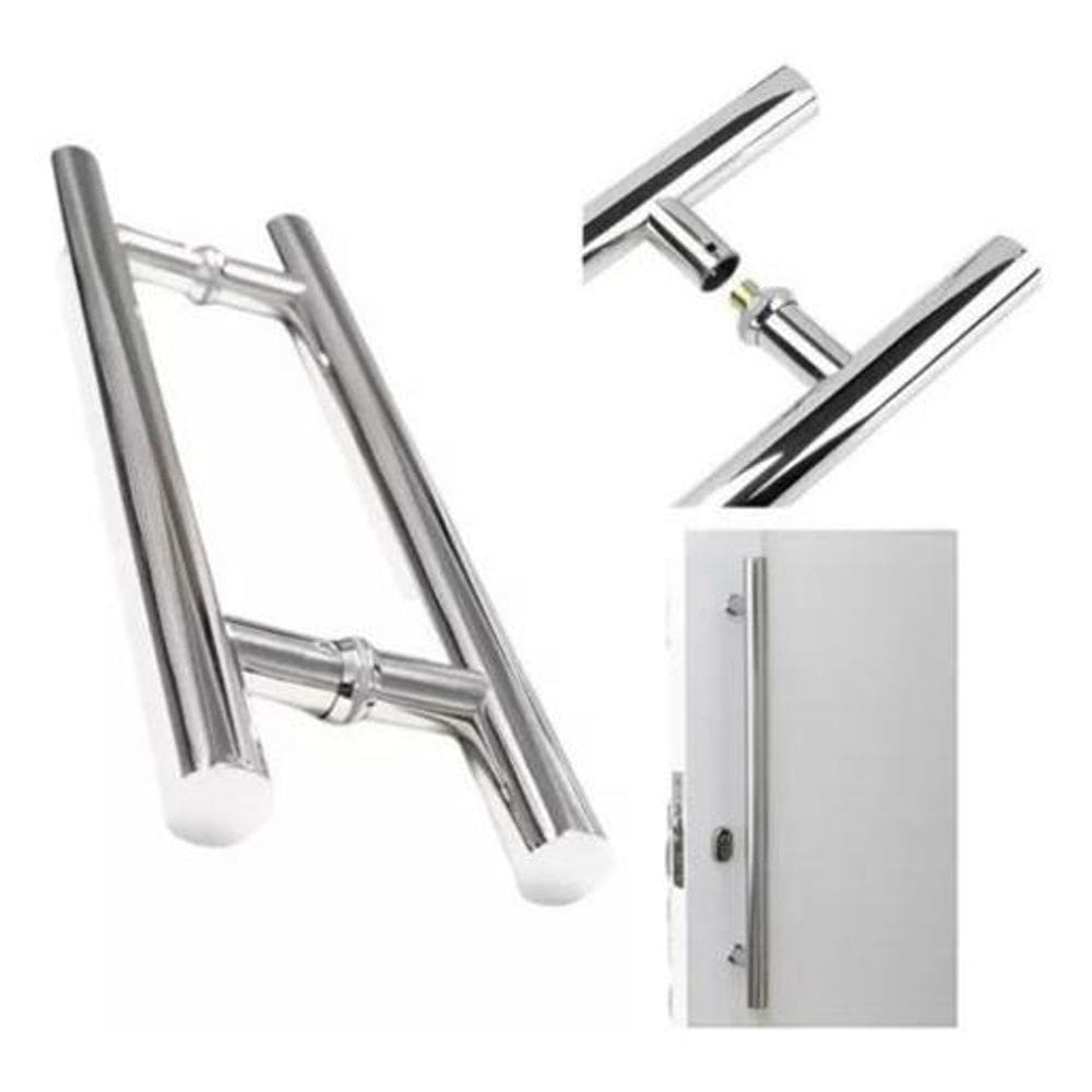 Puxador Tubular Inox Polido Porta Piv/Alum/Vid/Mad 30Cm 25Mm
