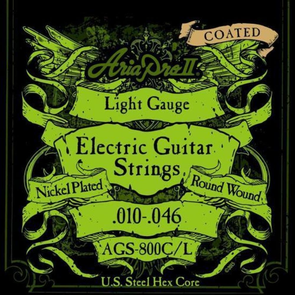 Encordoamento Para Guitarra Coated .010 Ags800Cl Aria Pro Ii