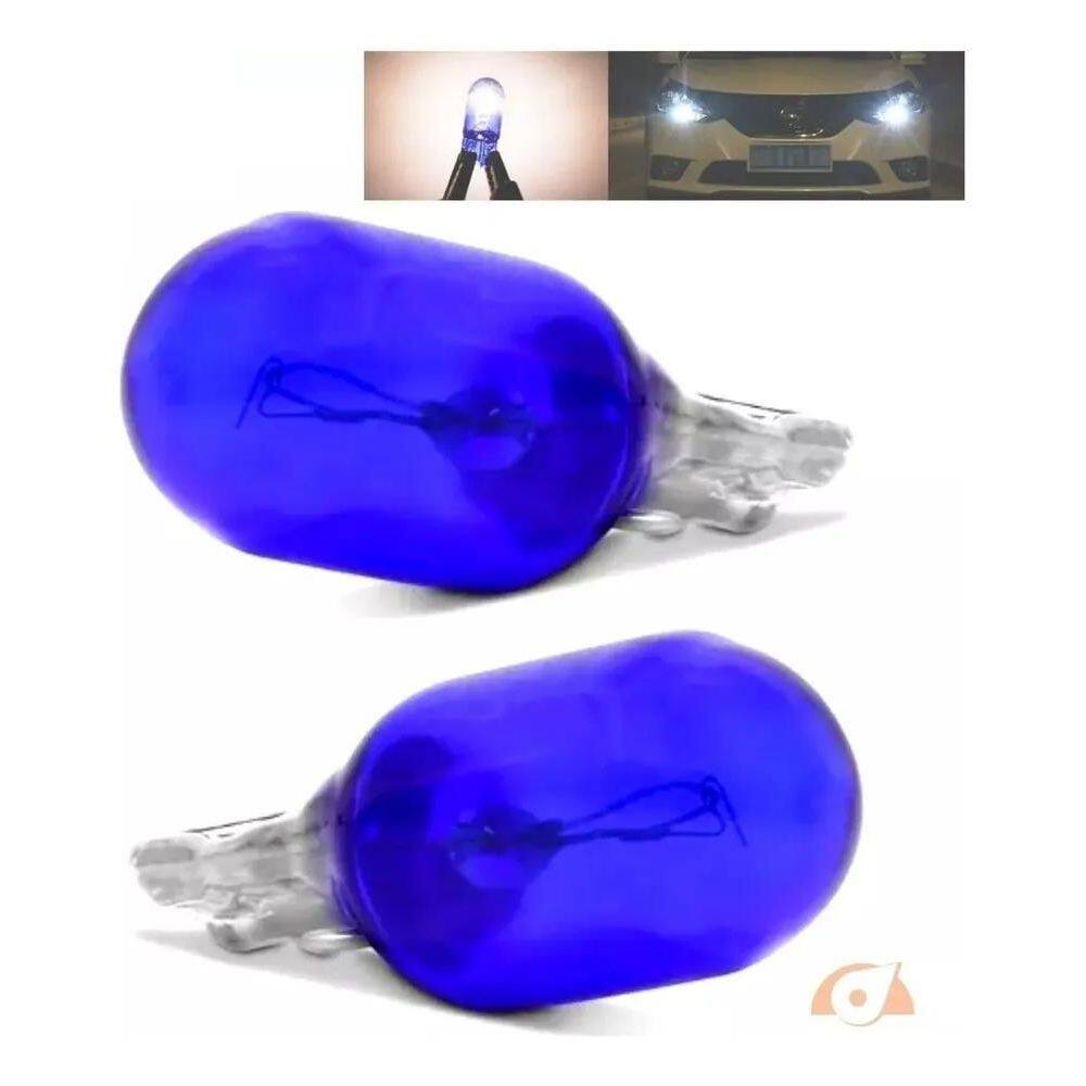 Par Lâmpada T10 W5W Pingo Halogeno Super Branca 12V Azul