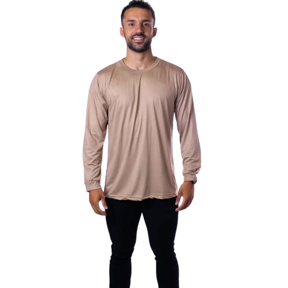 Camiseta Malha Fria Manga longa Caqui