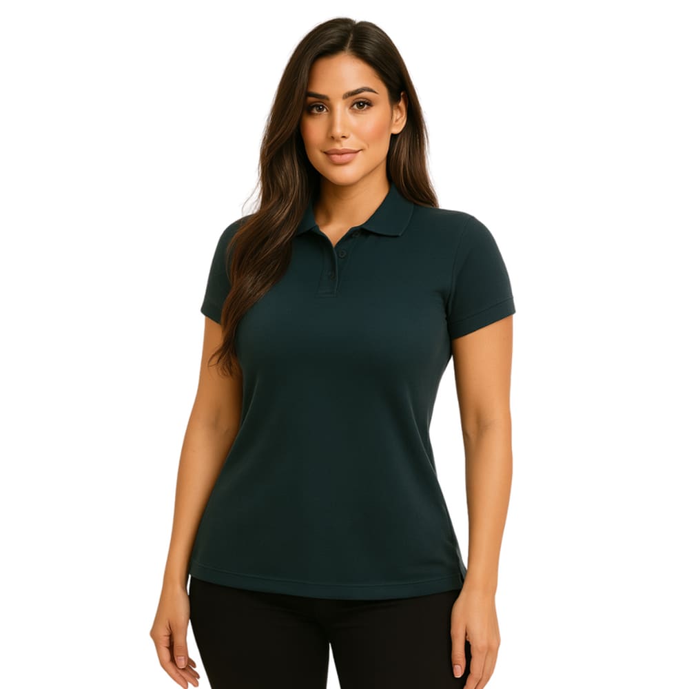 Camiseta Polo Baby Look Esmeralda