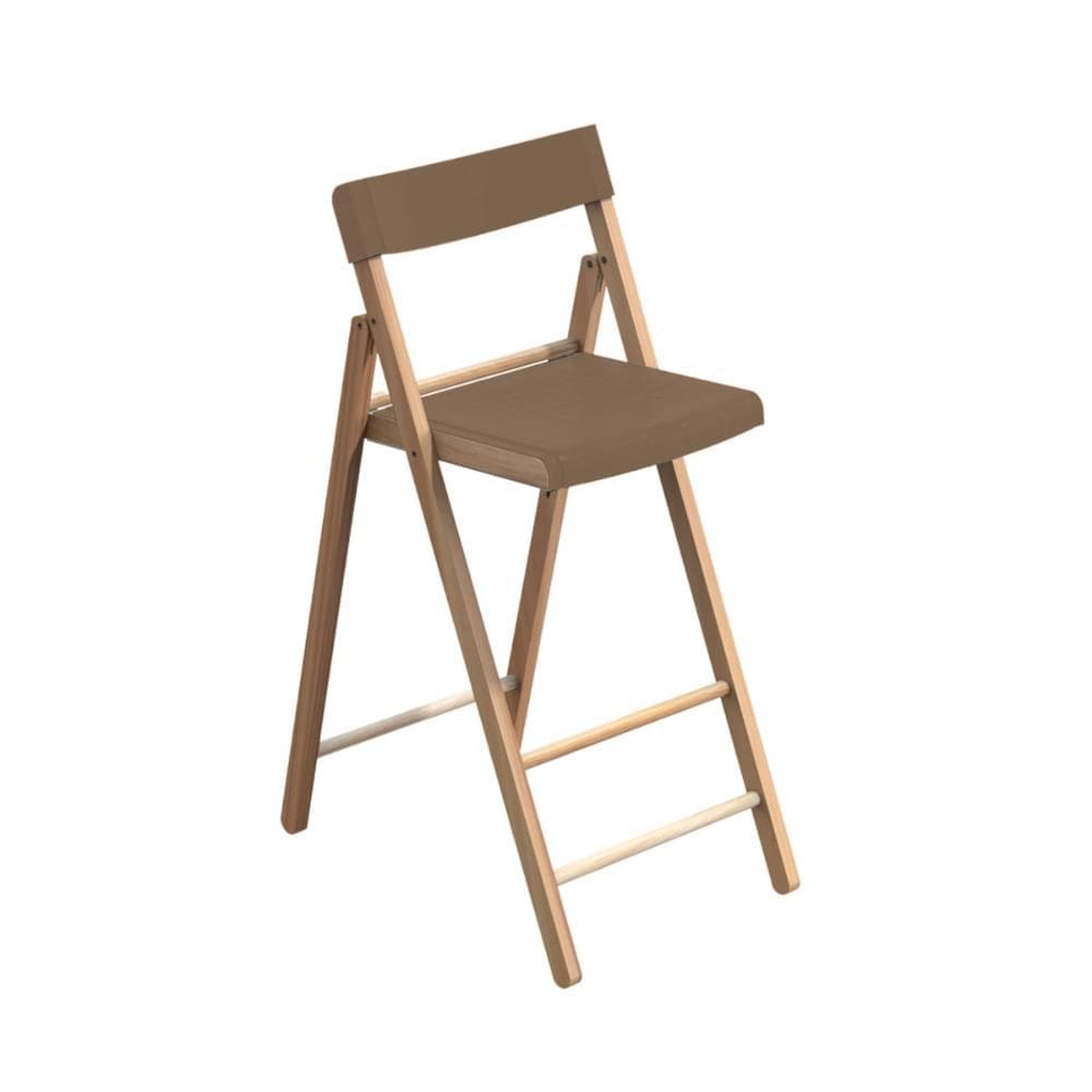 Banqueta Dobrável Alta com Encosto Tramontina Potenza Camurça Madeira Tauari Natural