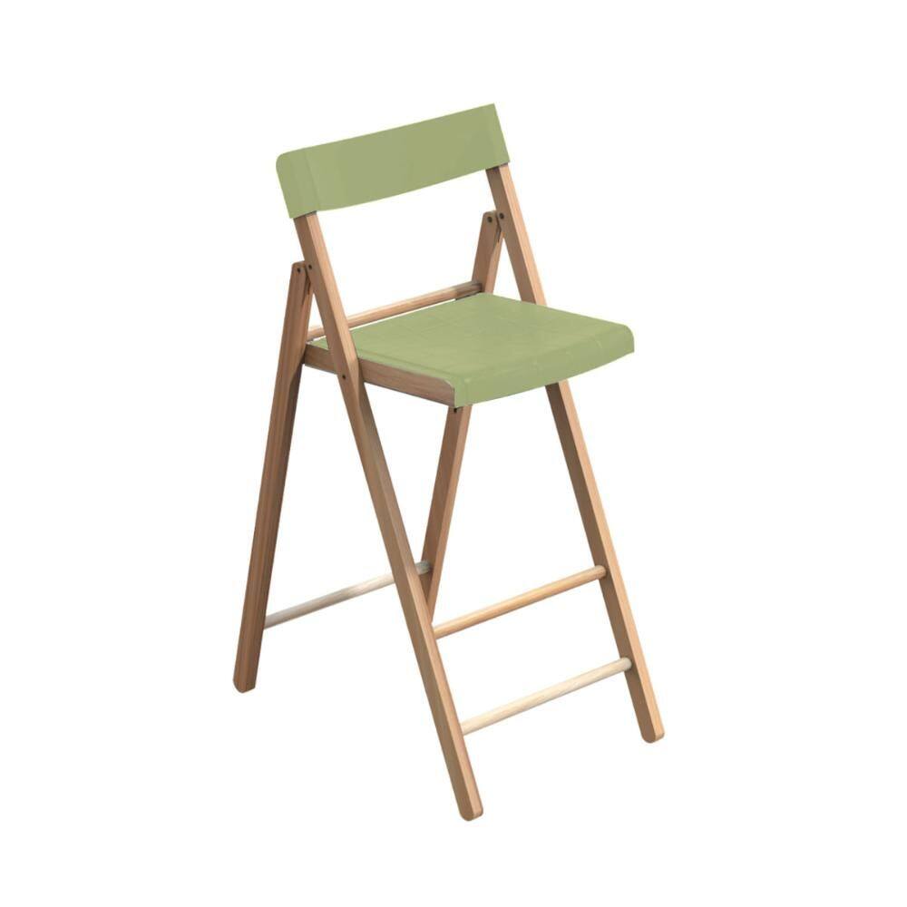 Banqueta Dobrável Alta com Encosto Tramontina Potenza Salvia Madeira Tauari Natural