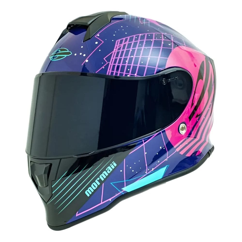 Capacete Moto Mormaii M1 Starry Azul Rosa Brilho