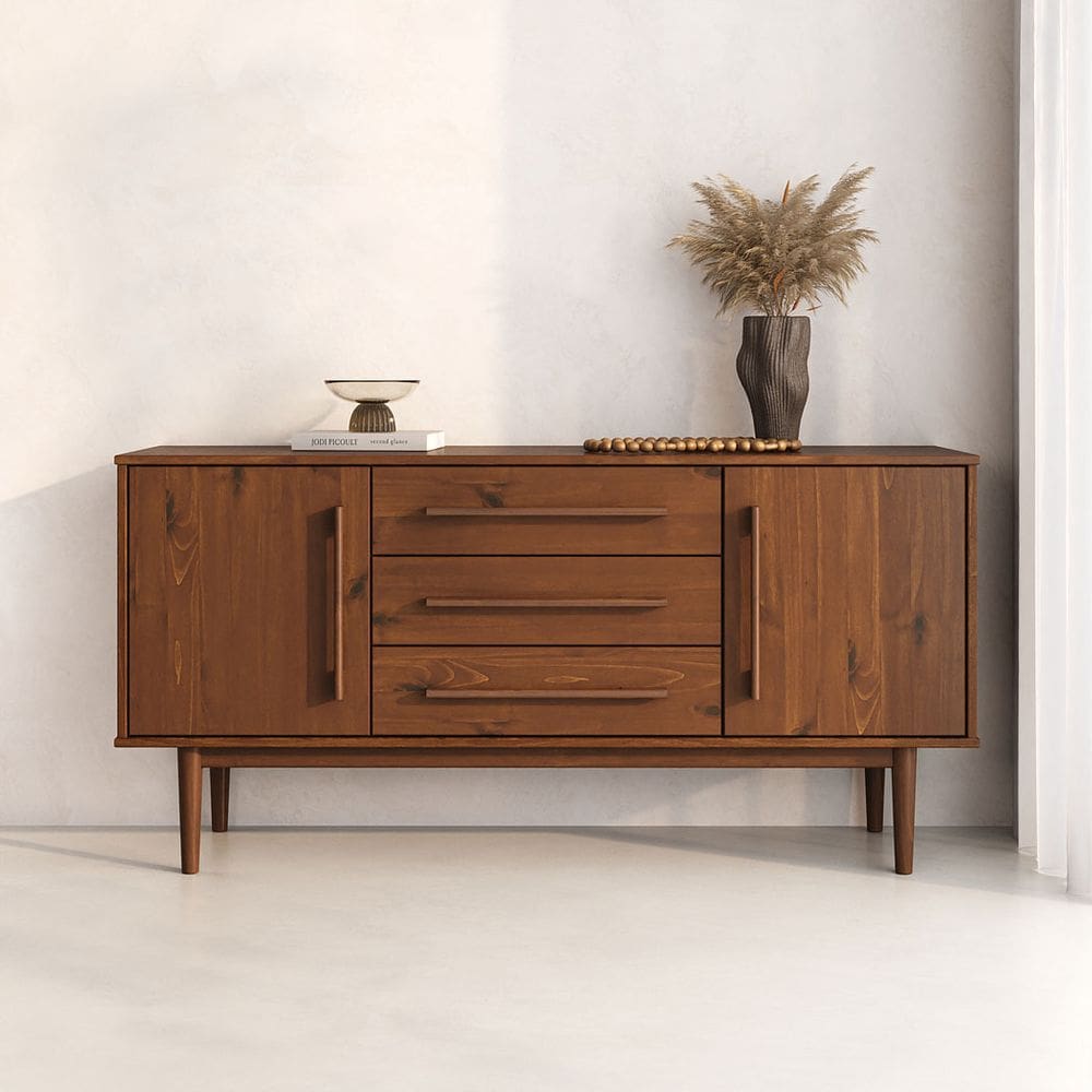 Buffet Balcão Pequeno Madeira 145cm 2 Portas 3Gav TECCA