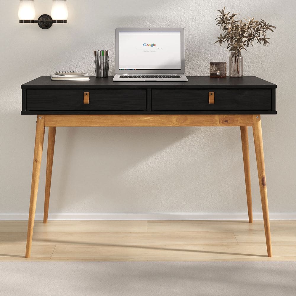 Mesa de Estudo Para Quarto Office Madeira Preto Freijó Wanda