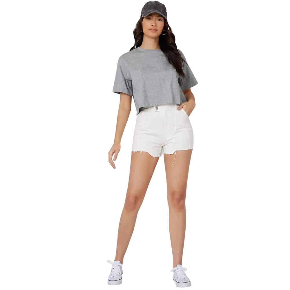 Camiseta Cropped Básica Ideal Algodão 30.1 Cinza