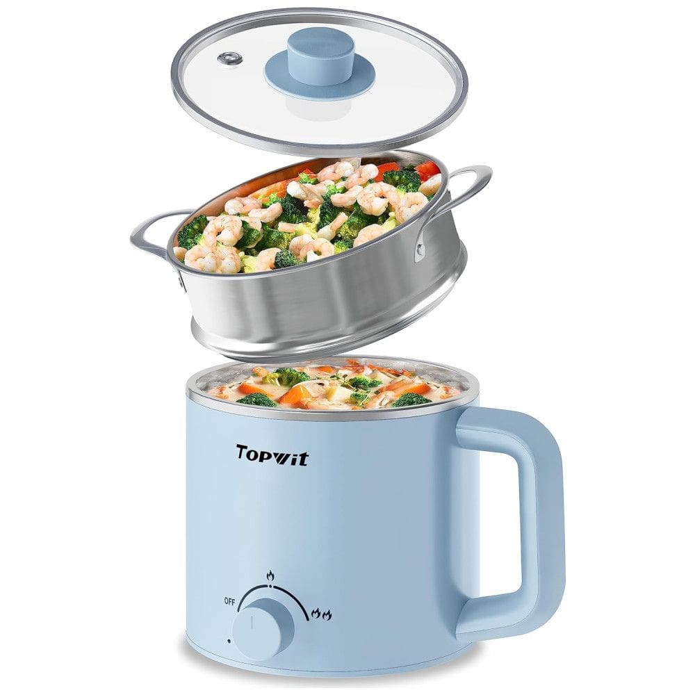 Panela Elétrica Multifuncional 1,6L com sistema de vaporização para Cozinhar Ramen, Massas, Sopas e Ovos - Controle de Temperatura - Portátil