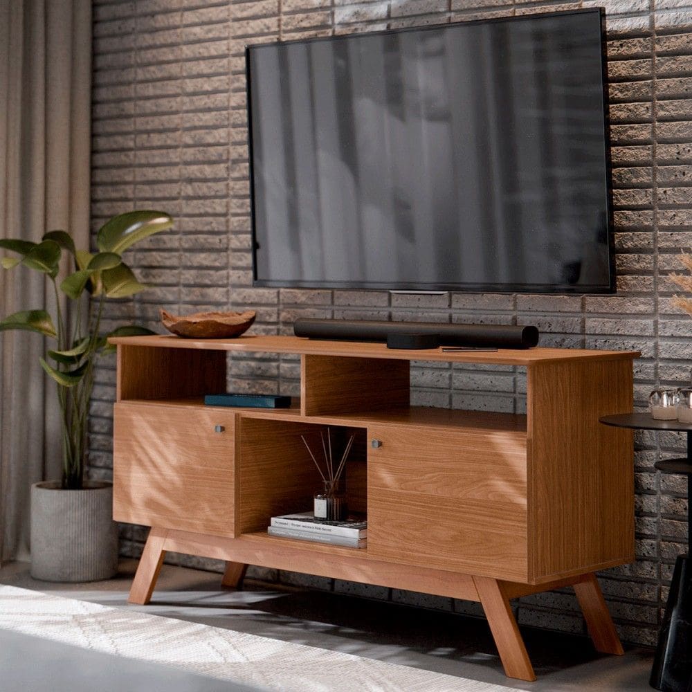 Rack para TV Até 43 Polegadas Villa 2 Portas 1 Prateleira Natural - Pnr Móveis
