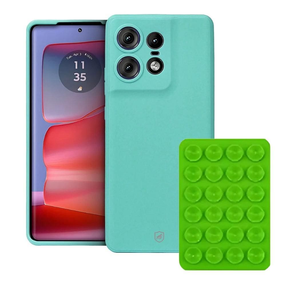 Capa Silicone p/ Moto Edge 50 Pro +  Ventosa Verde - Gshield