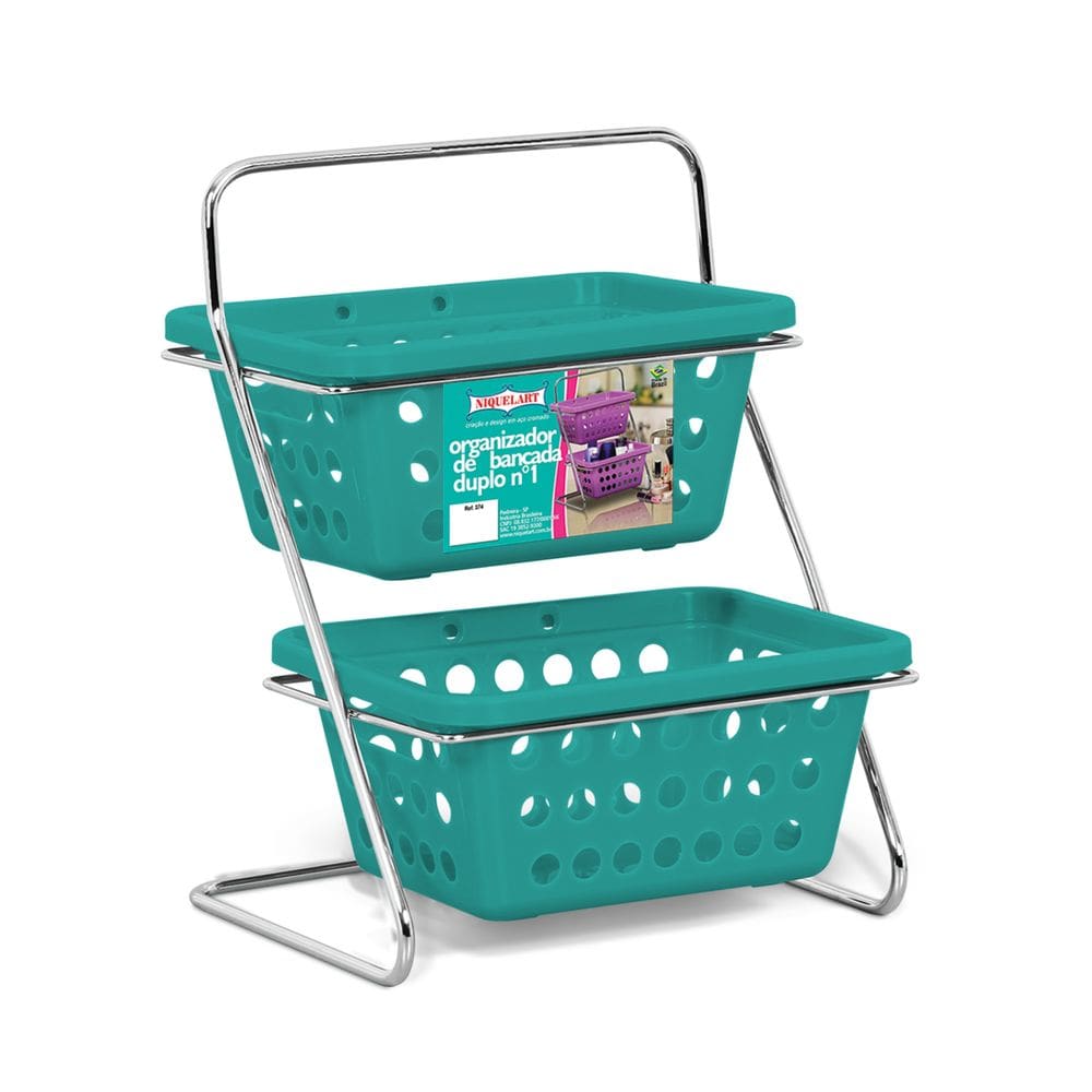 Organizador De Bancada Duplo Nº 1 Azul Turquesa