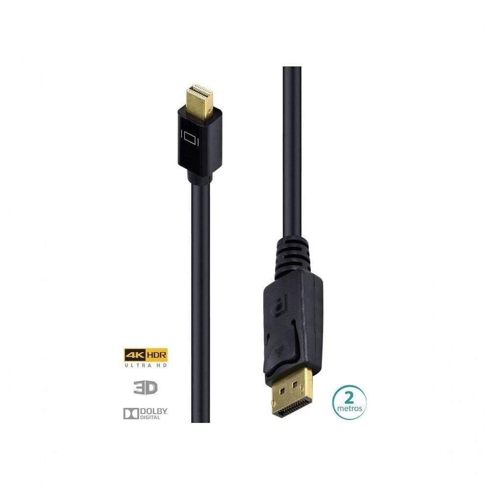 Cabo Displayport X Mini Displayport Ultra Hd 60hz 2 Metros Dpmdp13-2