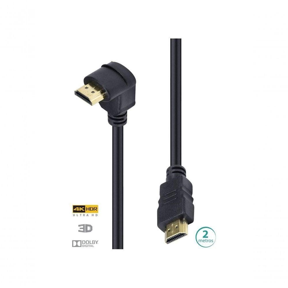 Cabo Hdmi 2.0 4k Ultra Hd 3d Conexão Ethernet Com 01 Conector 90º 2 Metros - H2090-2