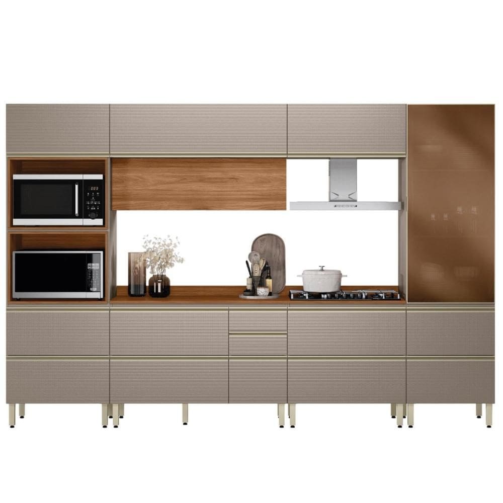 Cozinha Modulada Proença 6 Peças com Cristaleira e Torre Quente 2 Fornos - Demartêz